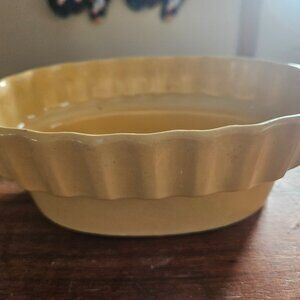 vintage yellow glazed hull planter oval fluted